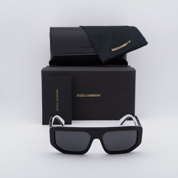 Dolce & Gabbana DG6203 501/87 Sunglasses Shiny Black Rectangle Frame,Grey Lenses main image 9
